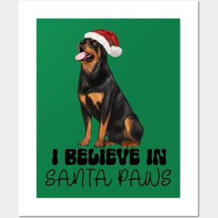 Santa Paws Rottweiler Dog Rottie Santa Shirt Posters and Art